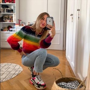 Zara Rainbow Semi Cropped Sweater